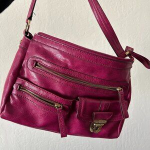 Liz Claiborne vintage pink faux leather purse with gold hardware